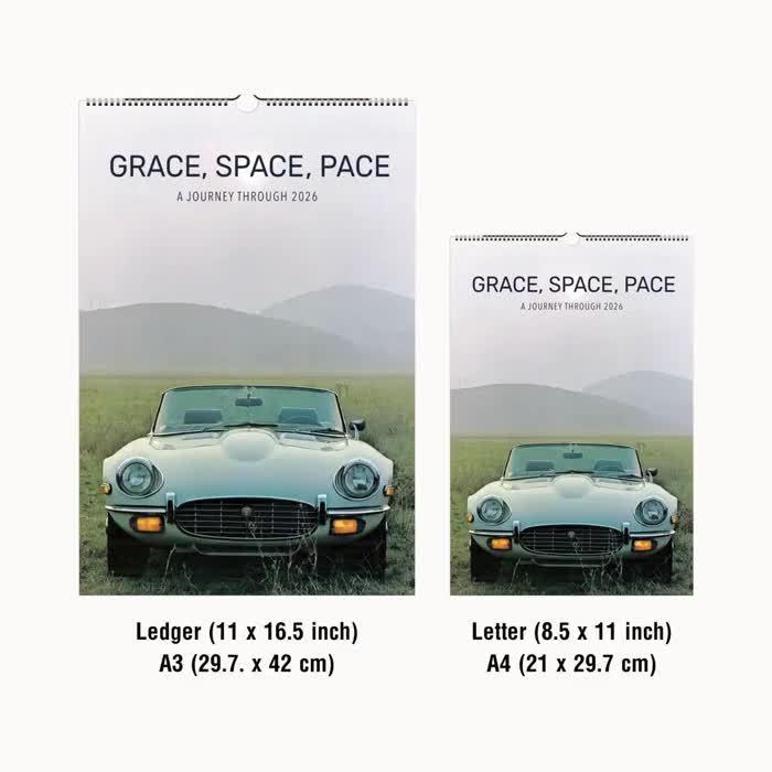 Jaguar Classic Sports Car Wall Calendar - Vintage Models, Semi